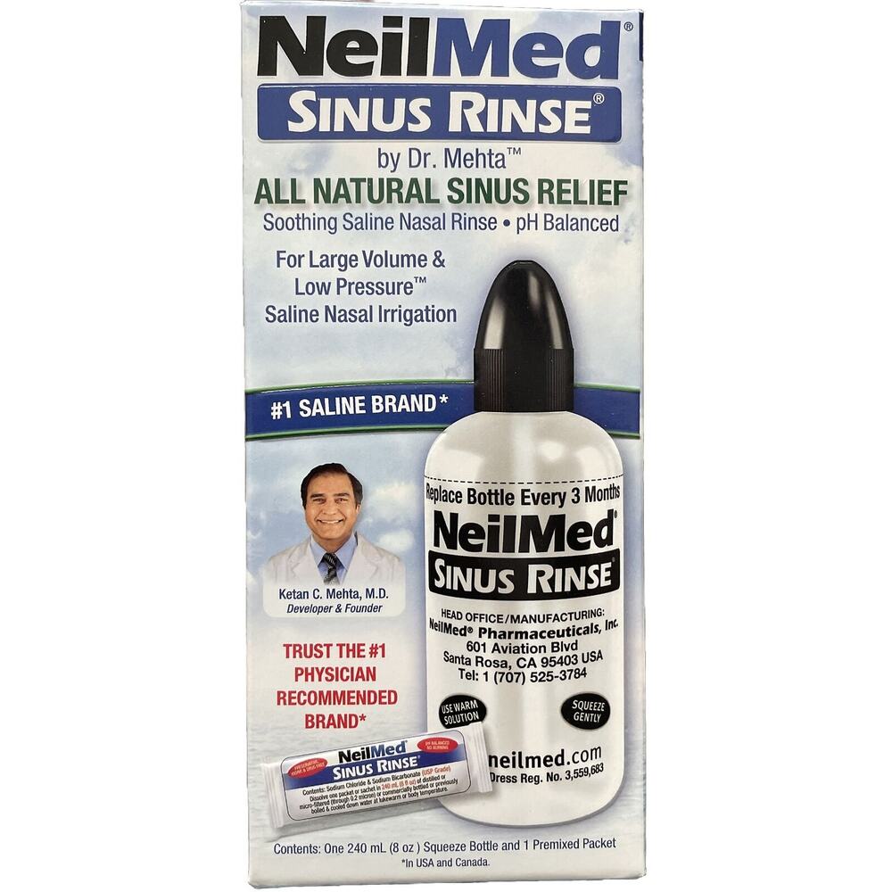 Neilmed Sinus Rinse Bottle, 1 Premix Sachet Exp 2027 Travel, Home, Allergy, Cold